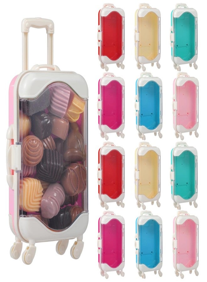 Anjetan 12 PCS Mini Suitcase Party Favor Boxes, Assorted Color Luggage Trolley Candy Box, Clear Small Suitcase Present Package Case, Rolling Empty Storage Box for Jewelry False Eyelash - Image 1